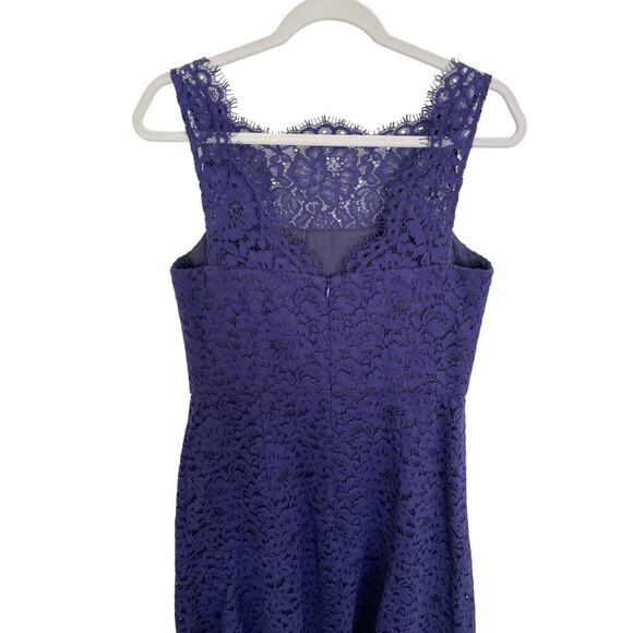 Shoshanna Navy Blue Lace Scalloped Sleeveless Mini Cocktail Dress 10 - Picture 7 of 13